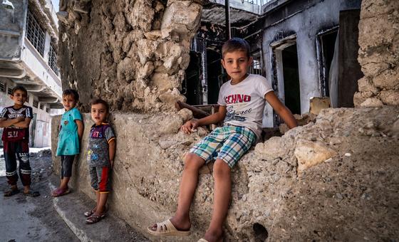 A young boy recalls the sound of shelling and bombardment which damaged his house during the war in Mosul, Iraq.