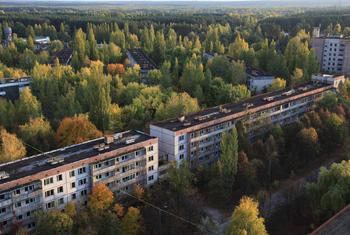 Abandoned buildings in Pripyat, two kilometres from the Chernobyl nuclear power plant, Ukraine.
