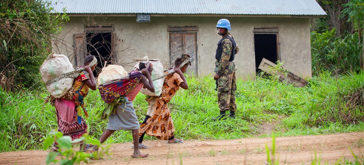 A UN peacekeeper on patrol in the Beni region of the Democratic Republic of the Congo. (file)