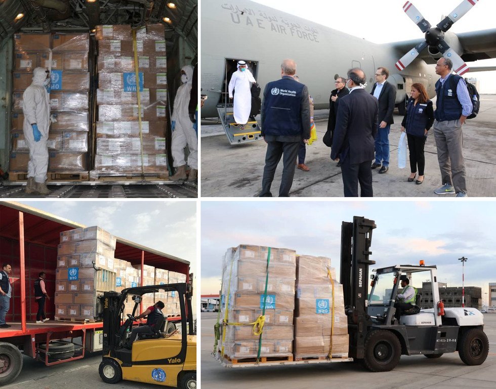 世界卫生组织向伊朗派遣医疗队和运送物资，帮助应对冠状病毒疫情的暴发。