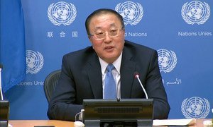 مندوب الصين الدائم لدى الأمم المتحدة في مؤتمر صحفي بمناسبة تسلم بلاده رئاسة مجلس الأمن