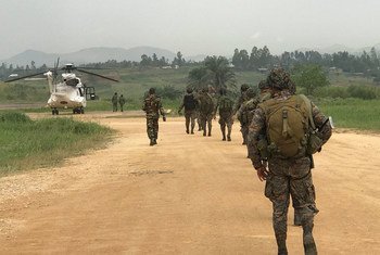 联合国维和特派团的危地马拉和孟加拉国特遣队在刚果民主共和国东部的伊图里省巡逻。（资料图片）