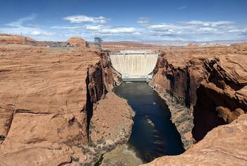 Lake Powell was created in 1964 by the construction of Glen Canyon Dam in Arizona, United States.