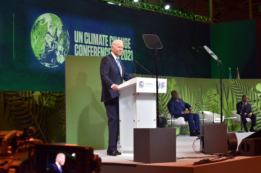 El presidente de los Estados Unidos, Joseph R. Biden, se dirige a los participantes de la Conferencia sobre el clima, COP26, en Glasgow, Escocia.