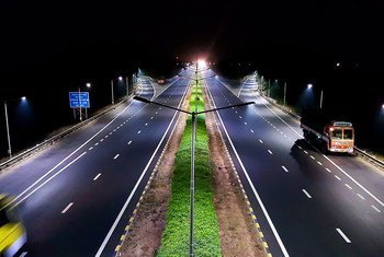 The Ahmedabad Vadodara Expressway in Ahmedabad, India.
