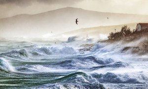 Extreme weather hits the Adriatic sea in Ražanac, Croatia.