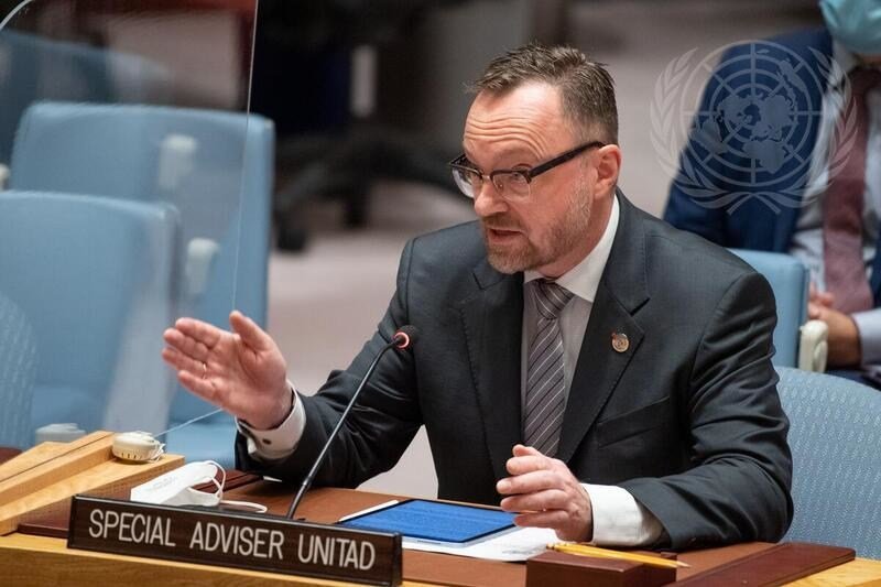 السيد كريستيان ريتشر، المستشار الخاص ورئيس يونيتاد يقدم أول إحاطة له في مجلس الأمن الدولي حيث قدم تقرير يونيتاد السابع للدول الأعضاء.  