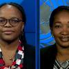 Oumou Habi Diawara, conseillère principale en matière d'égalité des sexes à la MINUSMA , et Mireille Lauier Affa'a Mindzie, conseillère principale en matière d'égalité des sexes à la MONUSCO , dans un portrait en écran partagé.