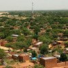 Vue aérienne de la ville d'El Geneina, la capitale du Darfour occidental, au Soudan.