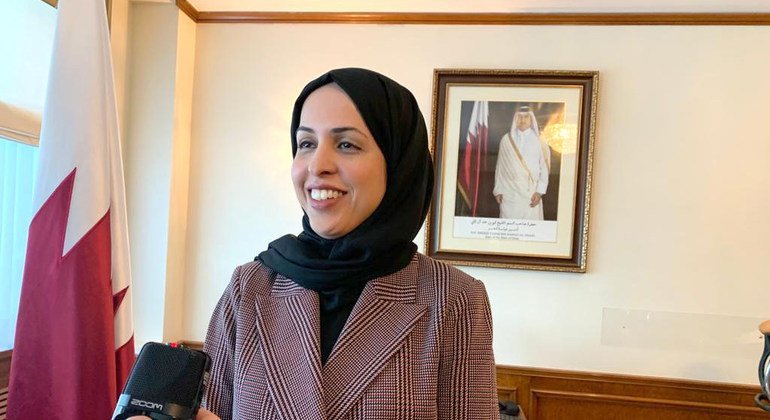  الشيخة علياء أحمد بن سيف آل ثاني المندوبة الدائمة لدولة قطر لدى الأمم المتحدة في لقاء مع أخبار الأمم المتحدة.