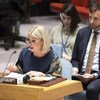 ممثلة الأمين العام للأمم المتحدة في العراق، جينين هينيس-بلاسخارت، تقدم إحاطة أمام مجلس الأمن