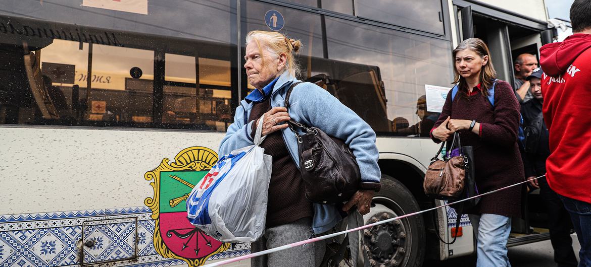 Civilians from Mariupol flee the Azovstal steel plant in Mariupol in a UN-led evacuation. Journalists in the city were reportedly targeted there.