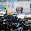 Wreckage of suicide car bomb in Mogadishu. (file)