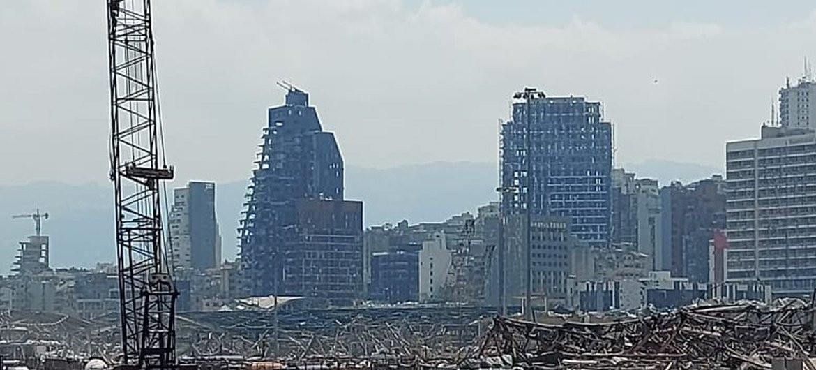 Parte de la destrucción del puerto de Beirut tras la explosión.