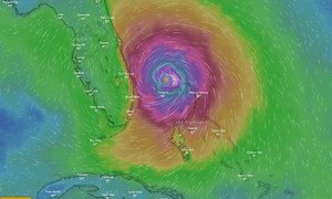 A graphic visualization of Hurricane Dorian over the Bahamas.
