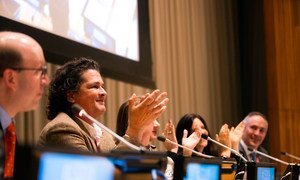 El cantante Carlos Vives participa en la cumbre de la Alianza de Impacto Latino 2019 en la sede de la ONU en Nueva York.