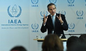 Le Directeur général de l'AIEA, Rafael Mariano Grossi, lors d'une conférence de presse (archive)