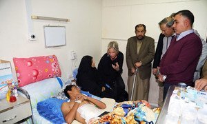 UN Special Representative Jeanine Hennis-Plasschaert visits injured protesters in al-Kindi hospital in Baghdad, Iraq. (November 2019)