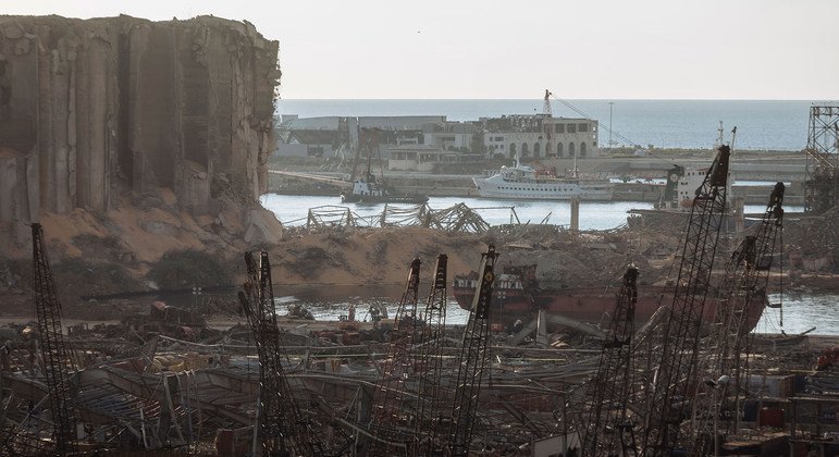 Le port de Beyrouth, au Liban, a été largement détruit par une double explosion le 4 août 2020.