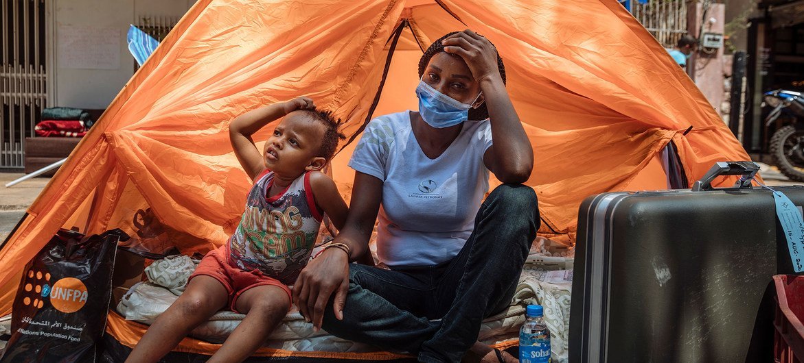 Tents have been provided for migrants in Beirut, Lebanon, who no longer have a place to live.