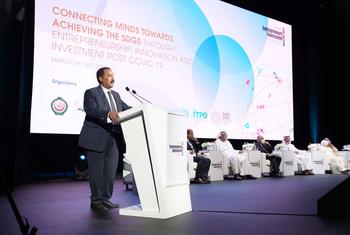 Dr. Hashim Hussein, Head of Investment and Technology Promotion Office at UNIDO, inaugurates the World Entrepreneurs Investment Forum 2022 at Expo Dubai.