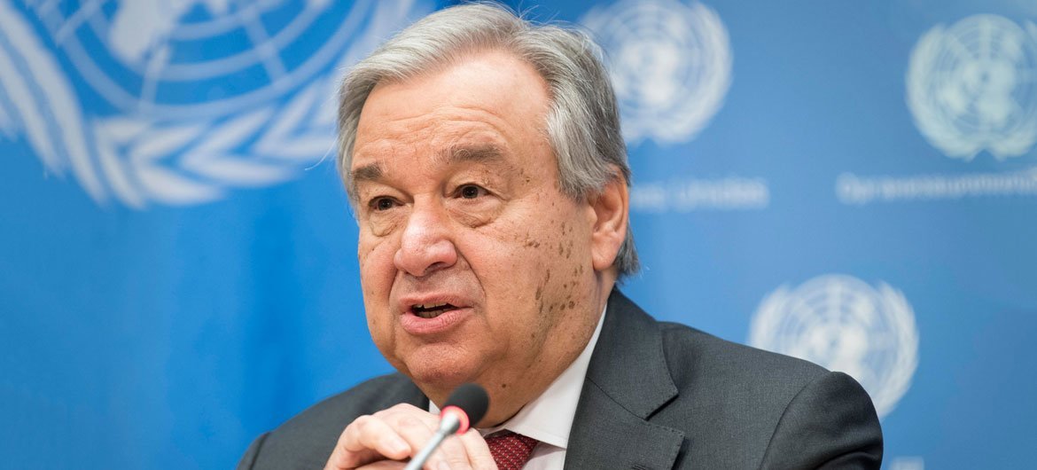 El Secretario General António Guterres plantea a la prensa las prioridades de la ONU para 2020.