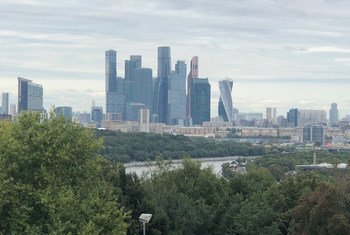 Вид на деловой центр Москва-сити в столице России.