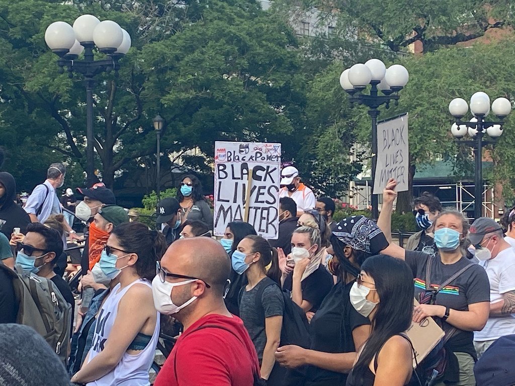 Des manifestants rassemblés à Union Square à New York pour demander justice et pour protester contre le racisme aux États-Unis après la mort de George Floyd alors qu'il était aux mains de la police (archive)