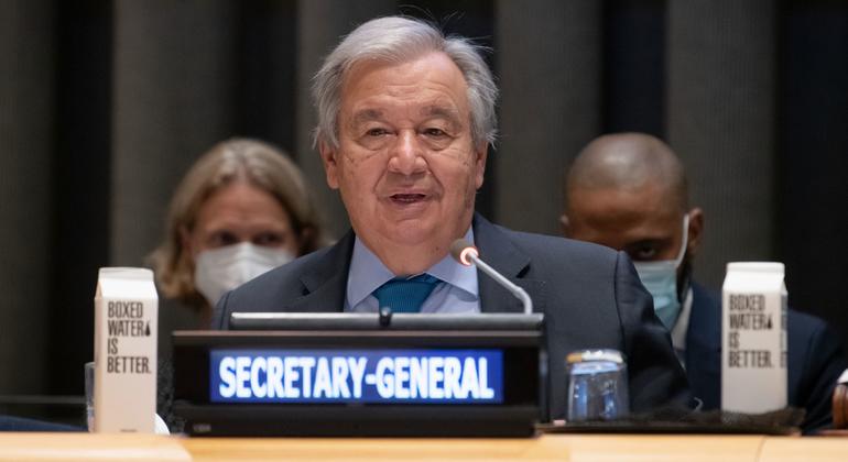 Secretário-geral António Guterres informa sobre o progresso da “Nossa Agenda Comum”.