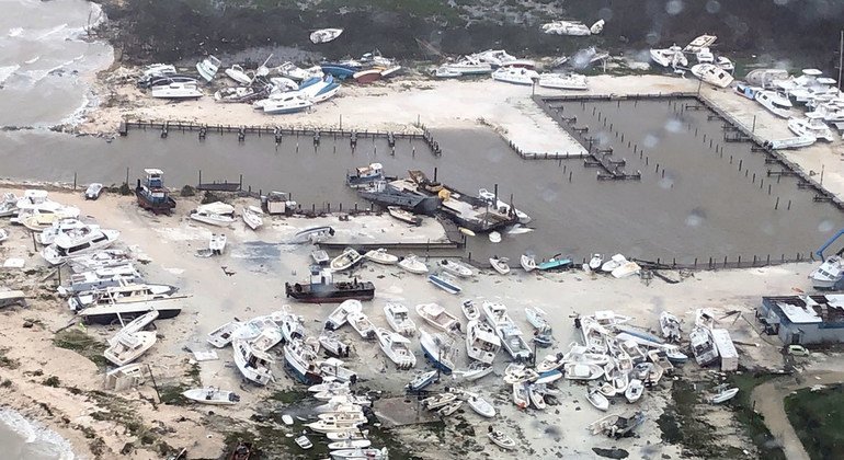 Ravages causés par l'ouragan Dorian aux Bahamas en septembre 2019.