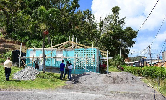 Buildings in Dominica are being repaired or rebuilt after the island was devastated by hurricane Irma. (16 February 2018)