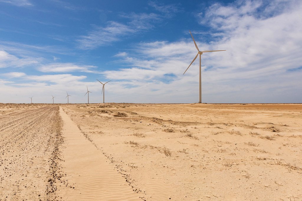 Un parc d'éoliennes à la périphérie de la capitale mauritanienne, Nouakchott. (11 janvier 2019)