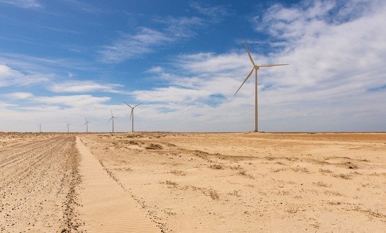 A windmill park on the outskirts of the Mauritanian capital, Nouakchott. (11 January 2019)