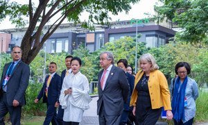 UN Secretary-General António Guterres visits a climate mitigation project in Bangkok Centenary Park, Thailand.