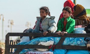 Families fleeing escalating violence in northeast Syria arrive in Tal Tamar. They arrive with the bare essentials they were able to carry as they fled the violence.