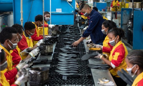 Workers at a Chinese shoe-making factory in Addis Ababa, Ethiopia.