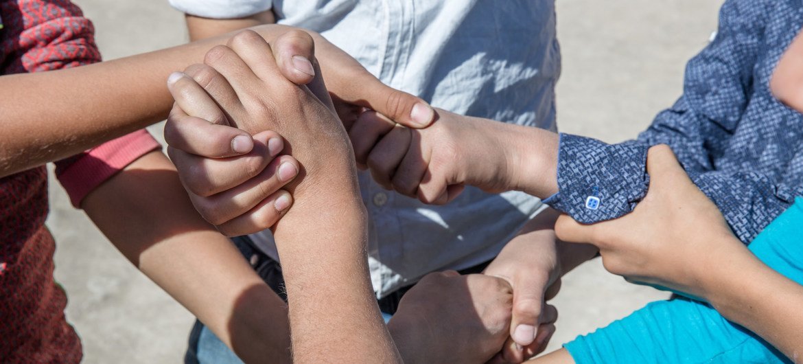 Children and young people at a psychosocial support programme in Mosul, Iraq.