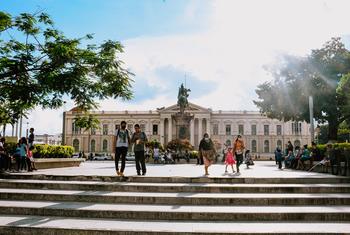 Gerardo Barrios Square and National Palace in El Salvador.