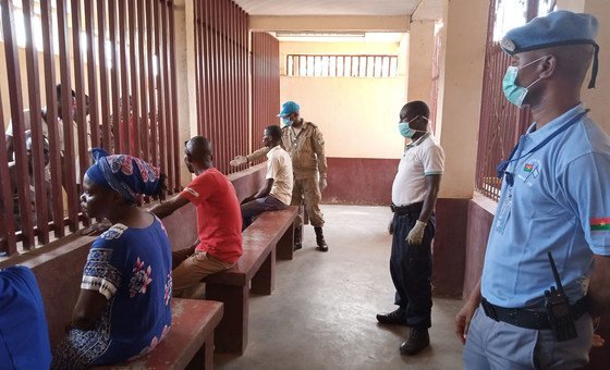 Visiting time at Ngaragba Prison in Bangui, CAR during COVID-19 pandemic.