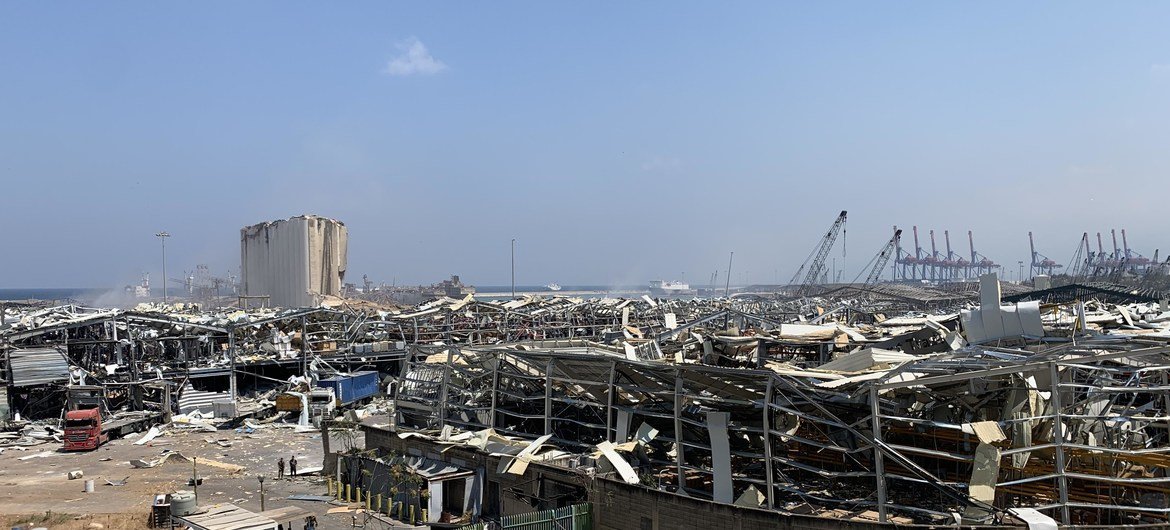 Porto de Beirute depois das explosões