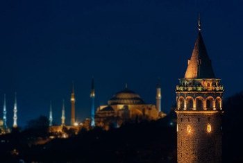 土耳其伊斯坦布尔夜景。