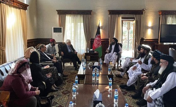 Martin Griffiths, UN Under-Secretary-General for Humanitarian Affairs and Relief Coordinator, discusses humanitarian issues with the leadership of the Taliban in Kabul, Afghanistan. 