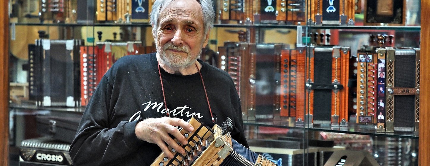 Clarence Martin has been making accordions for 37 years.