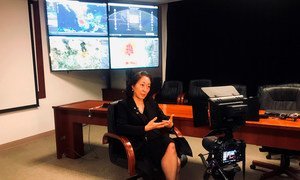 La representante especial del Secretario General para la reducción del riesgo de desastres, Mami Mizutori, durante su entrevista en la ciudad de México.