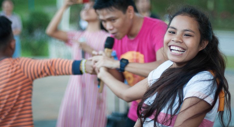 Lumads, a people indigenous to the Philippines, housed at the University of the Philippines in Quezon City, after being forced off their ancestral lands