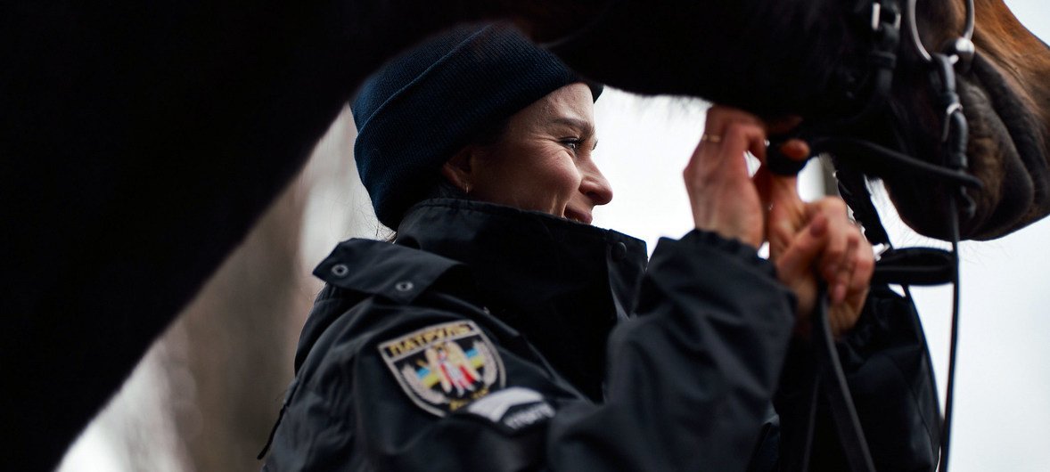 Mounted Patrol Police Officer Yana Khmelyova wanted to work in law-enforcement since she was a child, Ukraine.