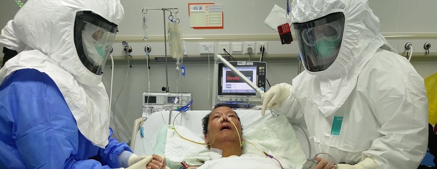 In Nanjing, China, a patient is treated in April as the COVID-19 pandemic began to spread across the world.