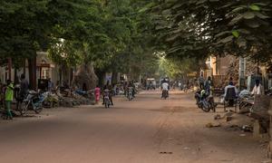 A busy street in the city centre of Mopti, Mali.