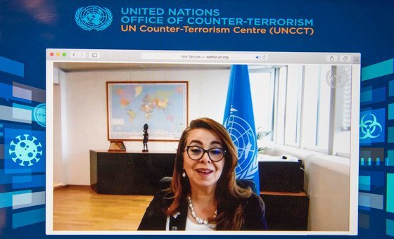 Ghada Fathy Ismail Waly, Executive Director of the United Nations Office on Drugs and Crime (UNODC), addresses the virtual event to mark the World Day Against Trafficking in Persons 2020.