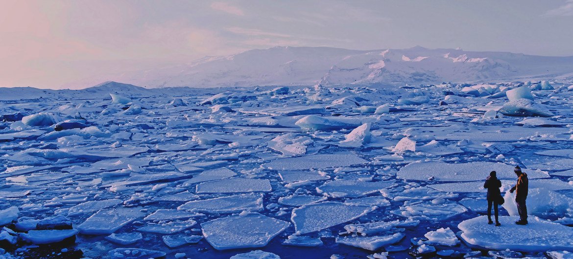 Calottes glaciaires à Jökulsárlón, Islande.